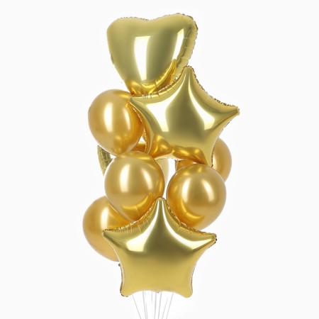 Set of balls "festive" foil, latex, color gold, 10 pcs.-1