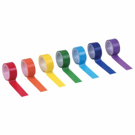 Adhesive Washi tapes for decor rainbow, plain, 15 mm x 3 m (set 7 pcs) rice paper-3