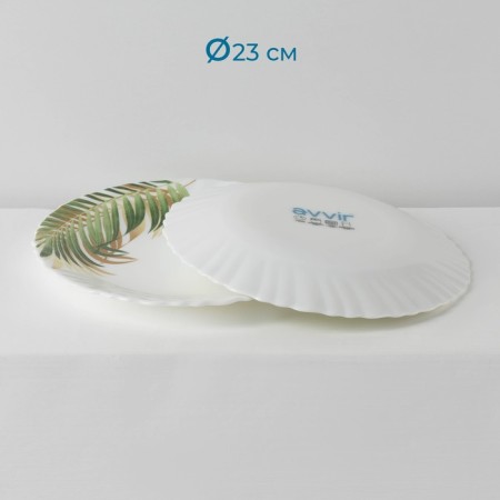 Service Avvir "Yukka", 18 objects: 6 plates d = 16.5 cm, d = 17.5 cm, d = 23 cm, glass ceramic, white color-2