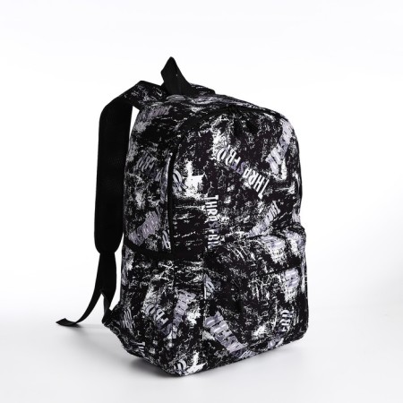 School backpack from textiles on lightning, 3 pockets, black color-2