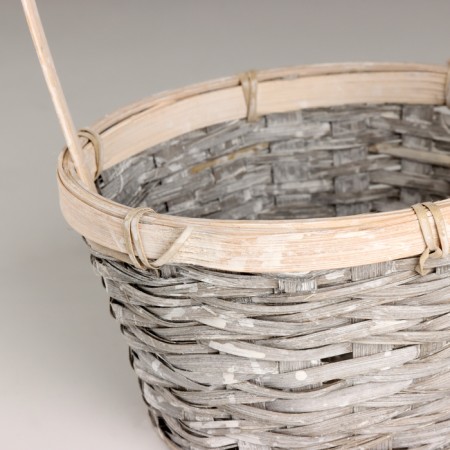 Wicker basket, d17x10.5xh33cm, gray, bamboo-1
