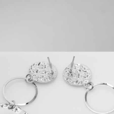 Earrings Metal "Atmosphere" three disks, silver color-2