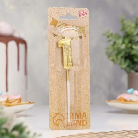 Candle for the cake "Flower", the number "1", gold-1