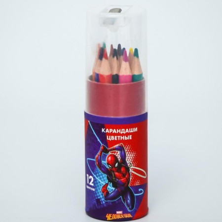 Colored pencils in a tube, 12 colors, trihedral, spider man-1