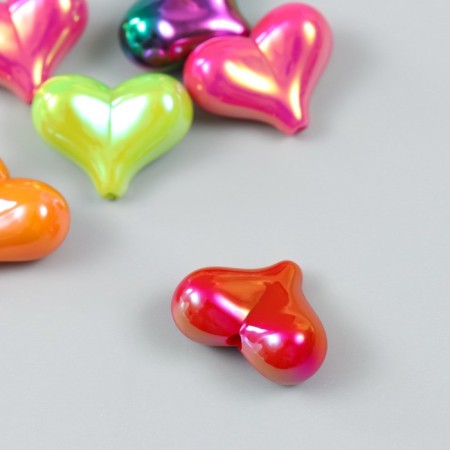 Busina for creativity plastic "Heart -colored, mother -of -pearl" mix 2.1x1.6x0.9 cm-2