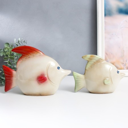 Souvenir ceramics "Two fish" set 2 pcs 5.5x19.5x14 cm 7x24x17 cm-4