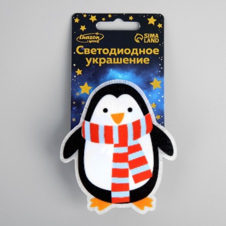LED toy on Velcro "Penguin" 7.5 × 8 cm, batteries Lr44x3, glow of multi-3