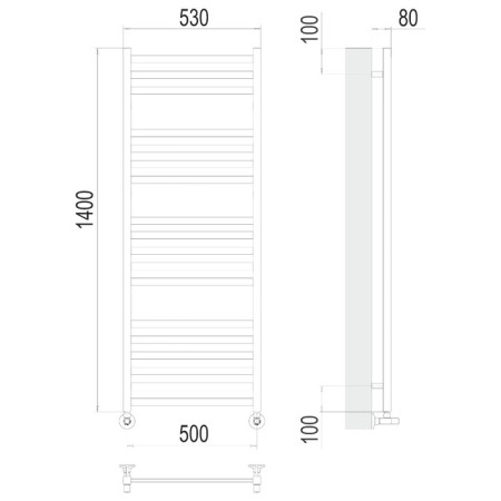 Water towel Terminus "Greta" P18, 500x1400 mm, lower connection, chrome-3