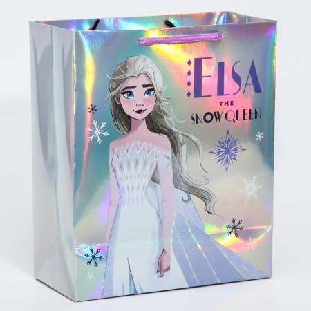 Gift package, 25x21x10 cm, holography, packaging, cold heart-1