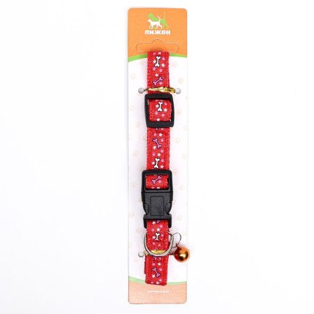 Nylon “Star Bones” collar, 36 x 1.5 cm, red-5