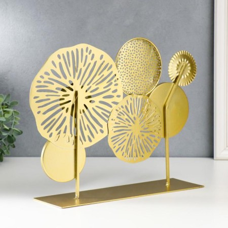 Souvenir Metal with a mirror "Space flowers" gold with black 27x9x37 cm-3