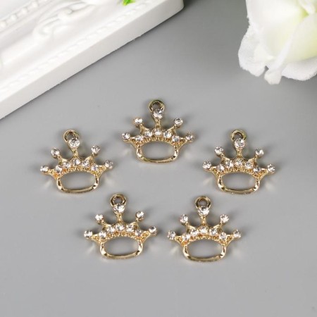 Decor for creativity metal, rhinestones "crown" gold 2x2 cm-2