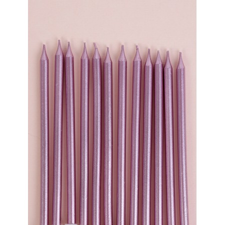 Candles for the cake "Royce", 12 pcs, pink metallic-2