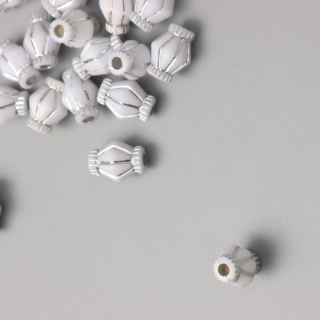 Beads for creativity Plastic "Romb" white-silver set 20 g 1.3x0.8x0.8 cm-1