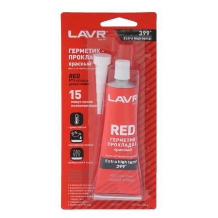 Lavr Red RTV sealant, red, high-temperature, silicone, 85 g, LN1737-2