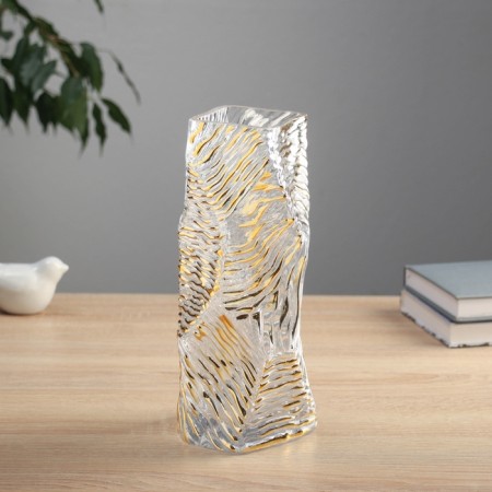 VAZA Glass "Milagros" relief, 24.5x8 cm, transparent-1