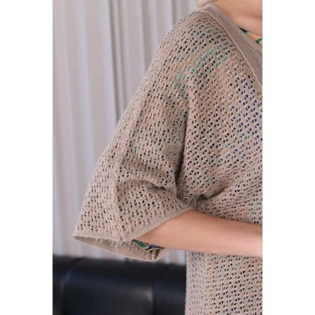 Cardigan female, size 48, beige color-12