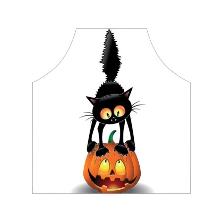 Apron of a kitchen with a photo print "Cat on a pumpkin", adjustable, size OS-2