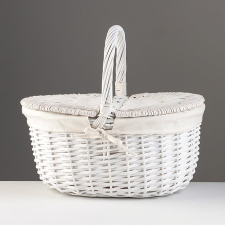 Wicker basket: 41x31x19/35 cm, white, willow-1