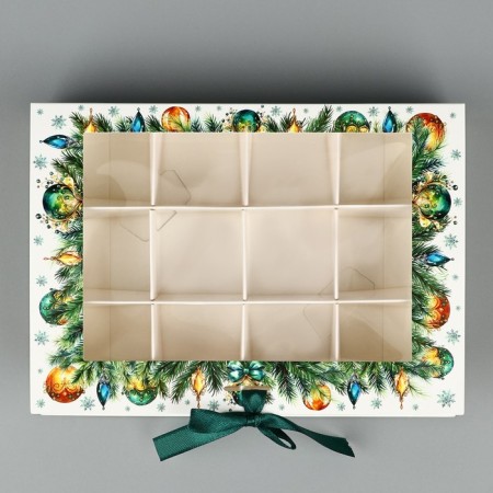 Box for 12 sweets with cells "Happy New Year!" 18.8 x 13.5 x 3.5 cm, New Year-2
