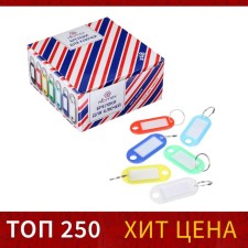 Брелок для ключей Attomex, 50 х 22 мм (окно 30 х 14 мм), ЦЕНА ЗА 1 шт, МИКС х 4 цвета, картонная коробка