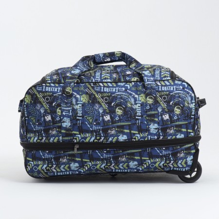 Road bag on wheels, lightning department with an increase, external pocket, long belt, yellow color-2