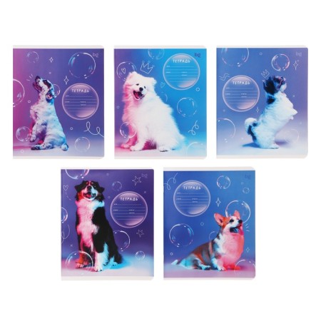 Notebook 12 sheets in a frequent slant on the clip "Dog", cover shaking cardboard, VD-smies, mix