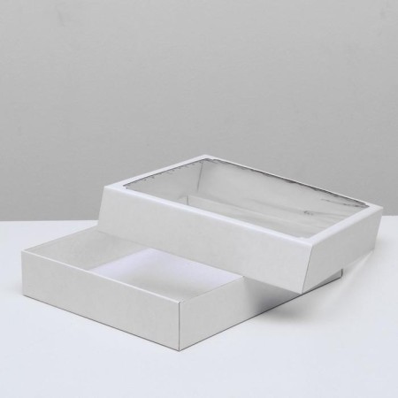 Box of a team without printing a lid is a white one with a window 37 x 32 x 7 cm-2