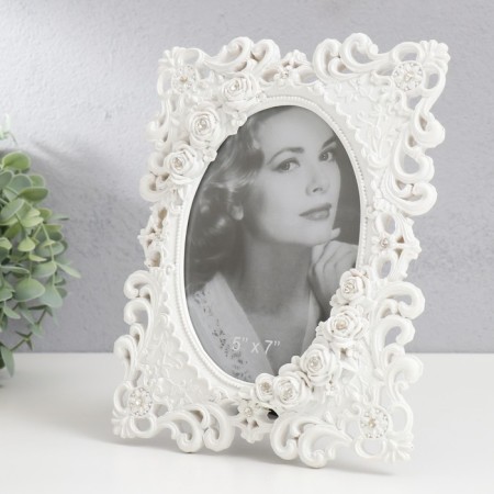 Photo frame Polystone 13x18 cm "Empire with roses" white 23x18.5 cm-1