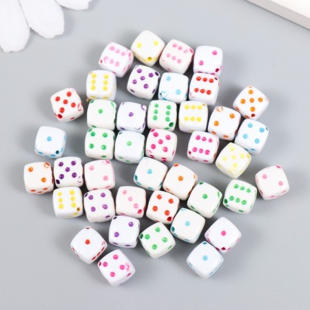 Beads for creativity Plastic "White Playing Cube" Color Points set 20g 0.8x0.8x0.8 cm 78118
