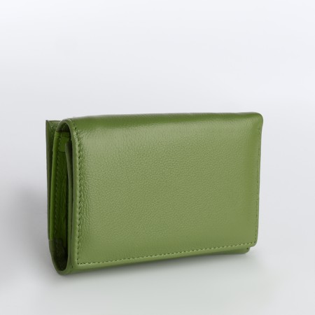 Women's wallet on magnet, green color