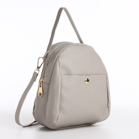 Women's backpack-Mini of artificial leather with lightning, 1 pocket, color gray color