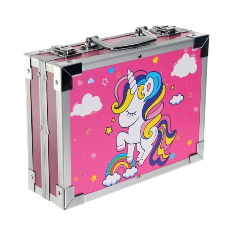 Set for drawing, in a suitcase, pink-1