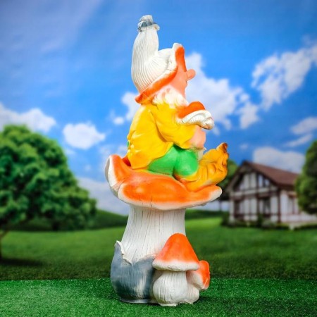 Garden figure "Gnome fly agaric on the mushroom", 71x33cm-1