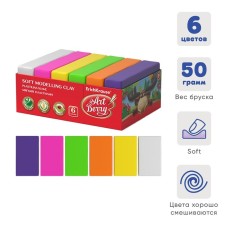 Soft plasticine (wax), 6 colors, 300 g, Erichkrause ArtBerry premium, with aloe vera, bright palette, cardboard