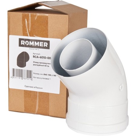 The chimney element Rommer RCA-6010-000045, divert is dialing, d = 60/100 mm, 45 °-5