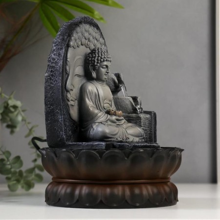 The desktop fountain from the network, backlight "Buddha" gray marble 30x20.5x20.5 cm-2