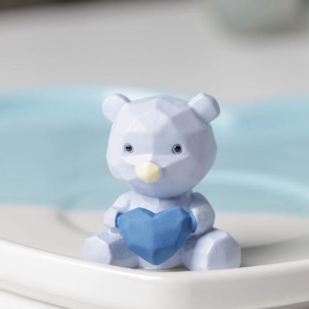 Coffee pair of ceramic “Heart Bear”, 3 objects: mug 200 ml, saucer 15.5 × 15 × 8 cm, spoon, blue color-2
