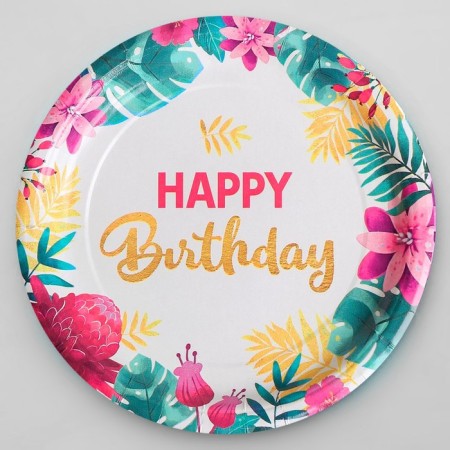 Disposable paper plate "Happy Birthday", 18 cm-1