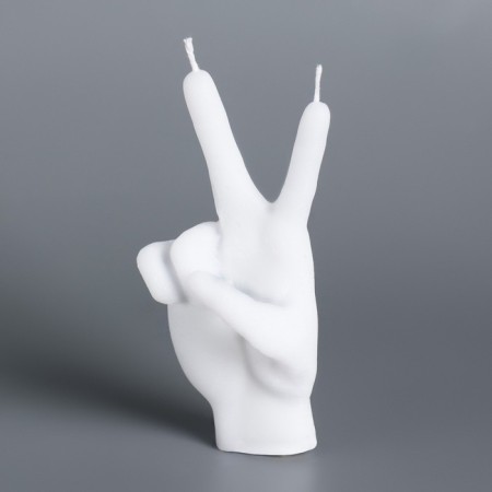 Figure candle "Hand-Peace", 10x4 cm, white-3