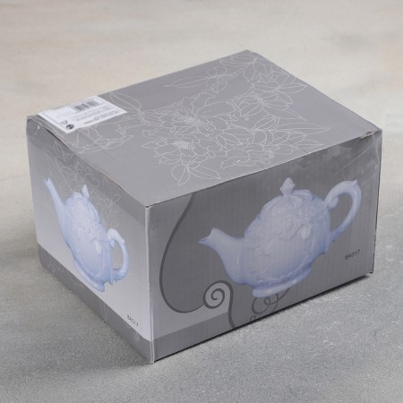 Keramic teapot "Vintage", 900 ml, white color-3