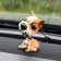 Dog on a car panel shocking his head, a mongrel