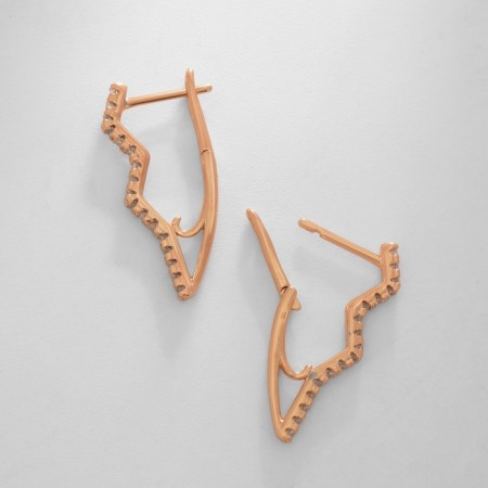 Earrings with rhinestones Xuping Lightning, white color in pink gold-2