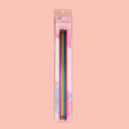 Knitting knitting needles, hosiery, aluminum, d = 4 mm, 26 cm, 5 pcs, color mix-3