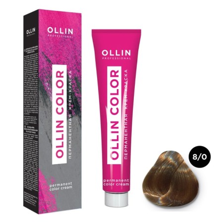 Cream-coloring hair permanent OLLIN Professional Color, tone 8/0 light blond, 60 ml