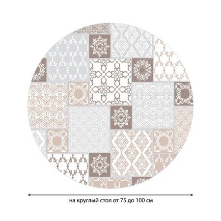 Tables on the table “Ornament of the tile”, round, oxford, elastic band, size 120x120 cm, diameter 75-100 cm-1