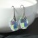Earrings with rhinestones “Illusion” oval, rainbow color in silver