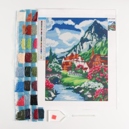 Diamond mosaic with full filling on the canvas "Landscape", 30 x 40 cm-2