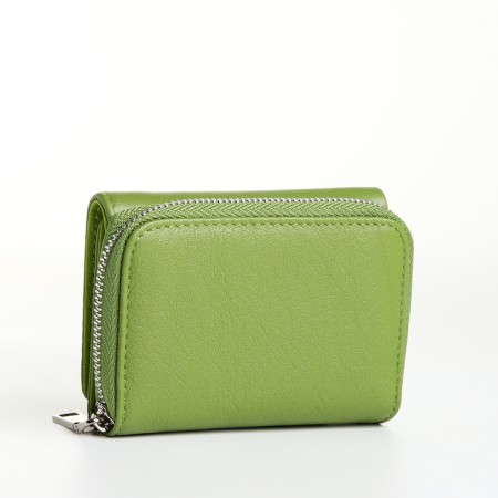 Women's wallet on magnet, green color-1