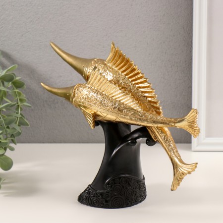 Souvenir Polystone "Sword-Ryba Golden with Patterns" 32x8.5x20 cm-1